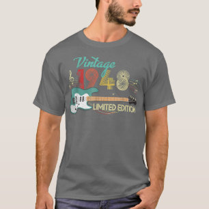 Vintage 1948 Birthday gifts, Guitar lovers 74th Bi T-Shirt