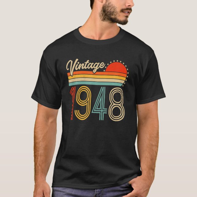 Vintage 1948 Born In 1948 74th Birthday Gifts 74 T-Shirt (Front)