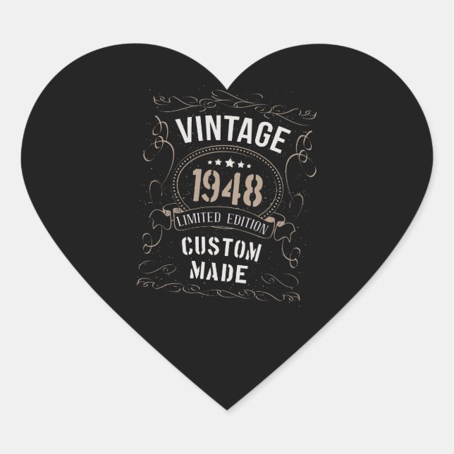Vintage 1948 Limited Edition Custom made Heart Sticker (Front)