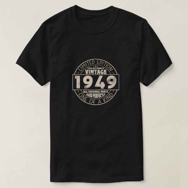 Vintage 1949 Birthday Gift T-Shirt (Design Front)