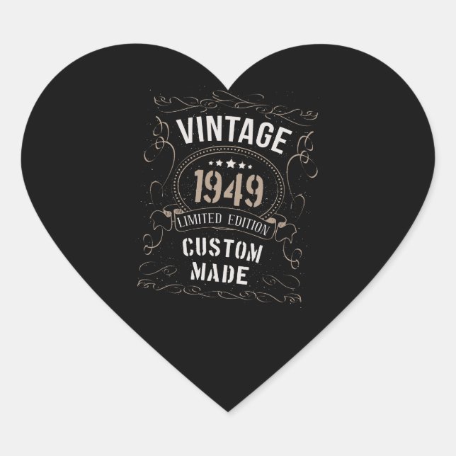 Vintage 1949 Limited Edition Custom made Heart Sticker (Front)