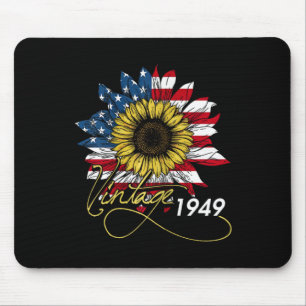 Vintage 1949 Sunflower 4th July Independence Day P Mouse Mat