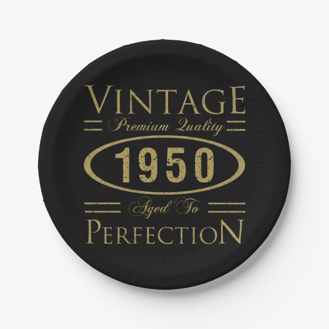 Vintage 1950 70th Birthday Premium Quality Paper Plate (Front)