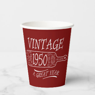 Vintage 1950 A Great Year Paper Cups