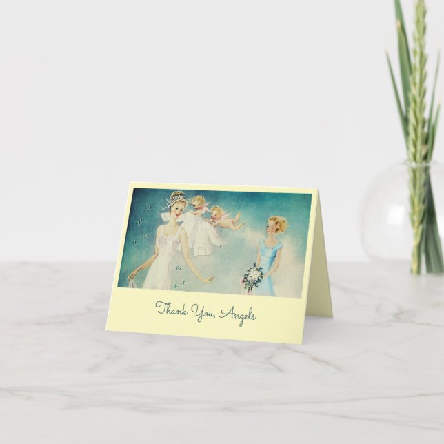 Vintage 1950s Angels Bridal/Wedding Thank You Card (Front)