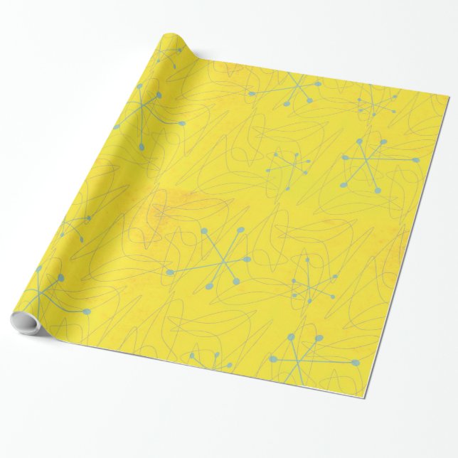 Vintage 1950s Atomic Age Gift Wrap (Unrolled)