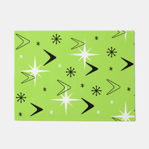 Vintage 1950s Boomerangs and Stars Chartreuse Doormat