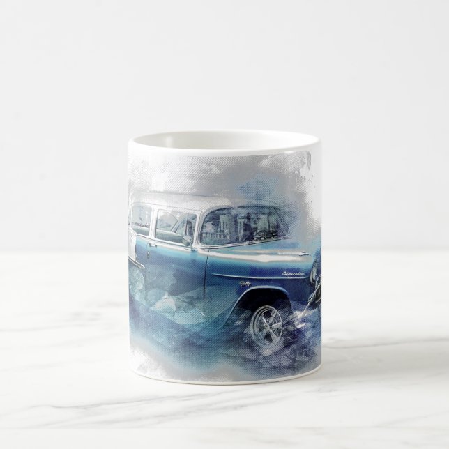 Vintage 1950s Chevy Car Digital Art Coffee Mug (Center)