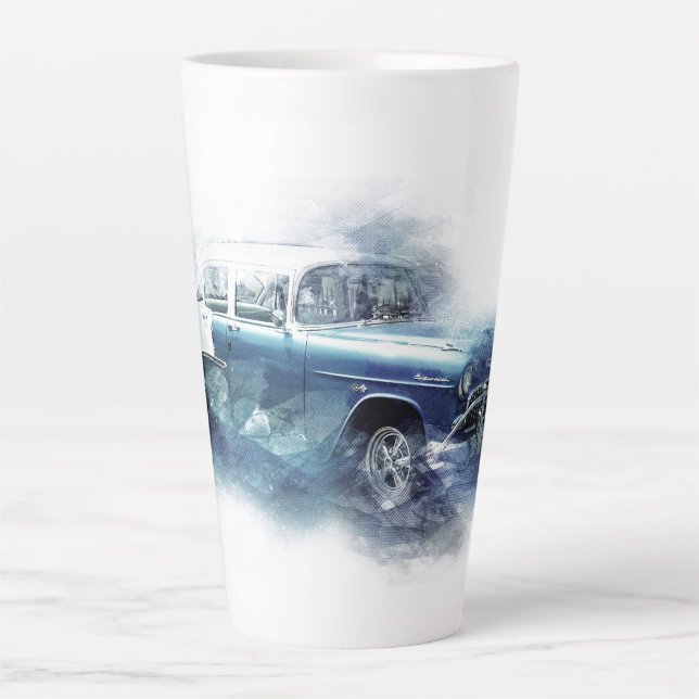 Vintage 1950s Chevy Car Digital Art Latte Mug (Front)