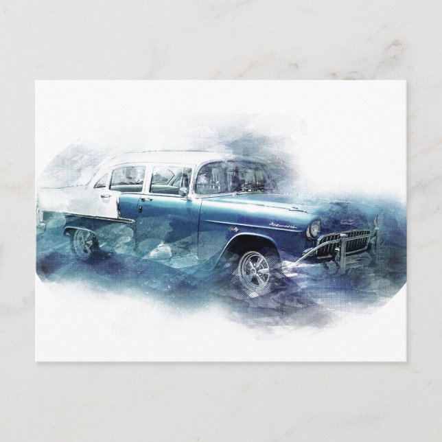 Vintage 1950s Chevy Car Digital Art Postcard (Front)