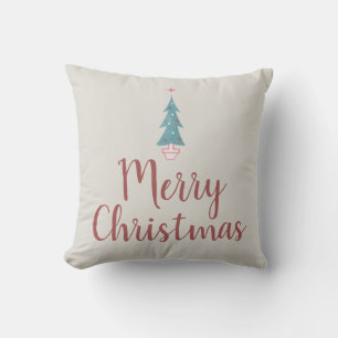 Vintage 1950s Christmas Tree Art Farmhouse Cushion