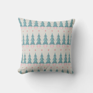 Vintage 1950s Christmas Tree Farm Cushion