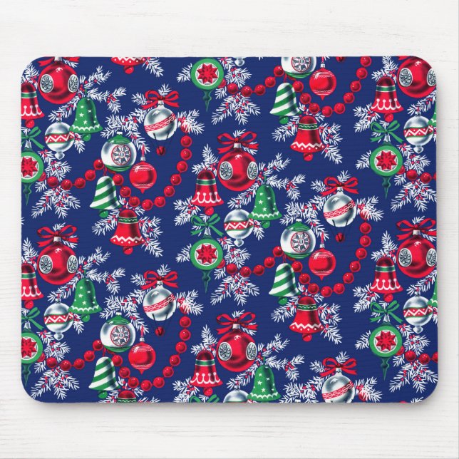 Vintage 1950s Christmas Wrapping Paper Mouse Mat (Front)