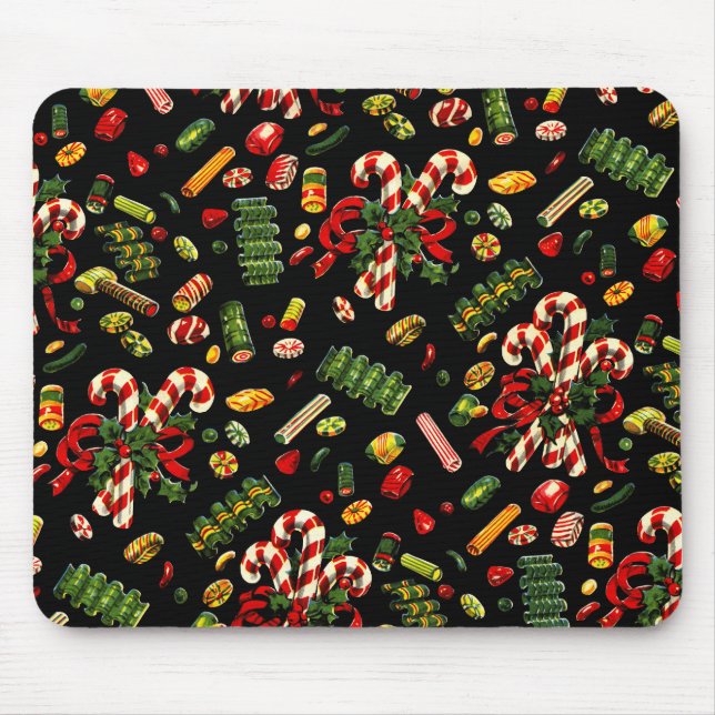 Vintage 1950s Christmas Wrapping Paper Mouse Pad (Front)