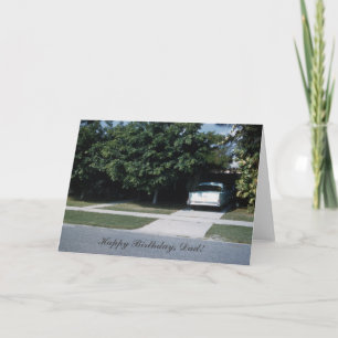 Vintage 1950's Classic Car Driveway Dads Birthday Card