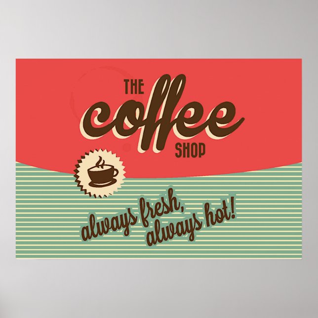 Vintage 1950s Coffee Shop Signage Poster (Front)