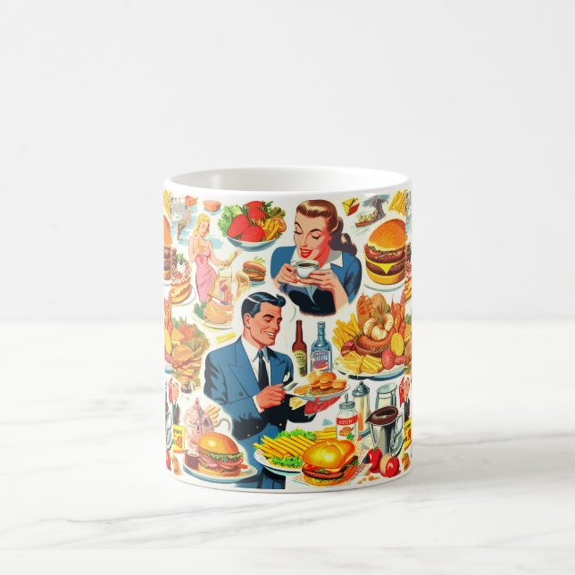 Vintage 1950s Food Comics Illustration Coffee Mug (Center)