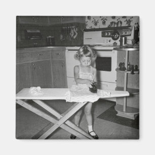 Vintage 1950s Girl in Kitchen Magnet