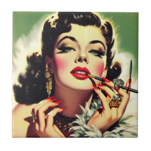 Vintage 1950s Glamour Girl Tile