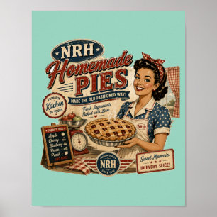 Vintage 1950s Homemade Pies Diner Kitchen Wall Art