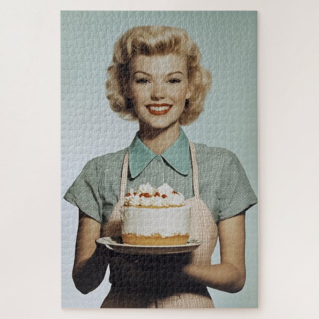 Vintage 1950s Housewife Baking Jigsaw Puzzle (Vertical)