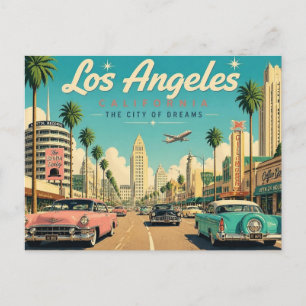 Vintage 1950s Los Angeles Retro Travel Postcard