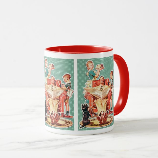 Vintage 1950's nuclear family 50's housewife cake mug (Front Right)