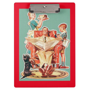 Vintage 1950's nuclear family 50's retro housewife clipboard