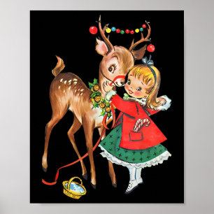 Vintage 1950s Old Fashioned Family Christmas Retro Poster