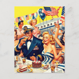 Vintage 1950s Party Illustration Postcard