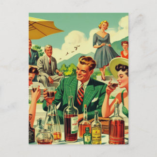 Vintage 1950s People Illusration Postcard