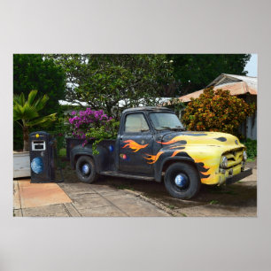 Vintage 1950s Pickup Truck in Hawaii Poster
