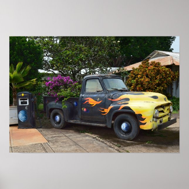 Vintage 1950s Pickup Truck in Hawaii Poster (Front)