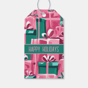Vintage 1950s Retro Christmas Gifts Pink & Green Gift Tags