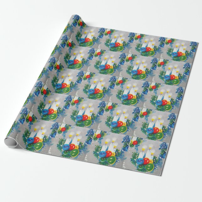 Vintage, 1950's Retro Christmas Wrapping Paper (Unrolled)