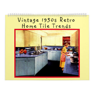 Vintage 1950s Retro Home Interior Tile Trends Calendar
