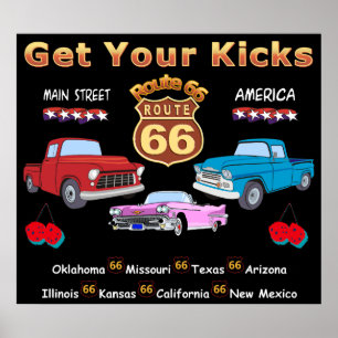Vintage 1950s  Route 66 Poster