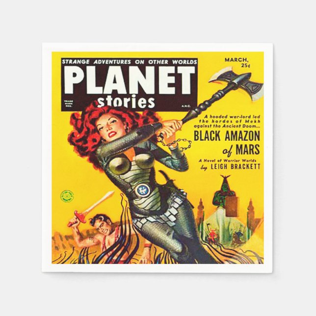 VINTAGE 1950's SCI FI GRAPHIC ILLUSTRATION Napkin (Front)