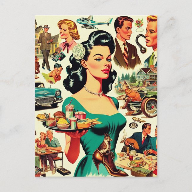 Vintage 1950s Seamless Pattern Postcard (Front)