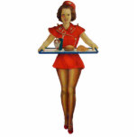 Vintage 1950s Server Sculpture Standing Photo Sculpture<br><div class="desc">Acrylic photo sculpture of a vintage 1950s server carrying a tray with a soda, sundae, burger, and fries. This is a great 50s party décor piece that can be used most anywhere, even in a centerpiece! See matching acrylic photo sculpture pin, keychain, magnet and ornament. See the entire Nifty 50s...</div>
