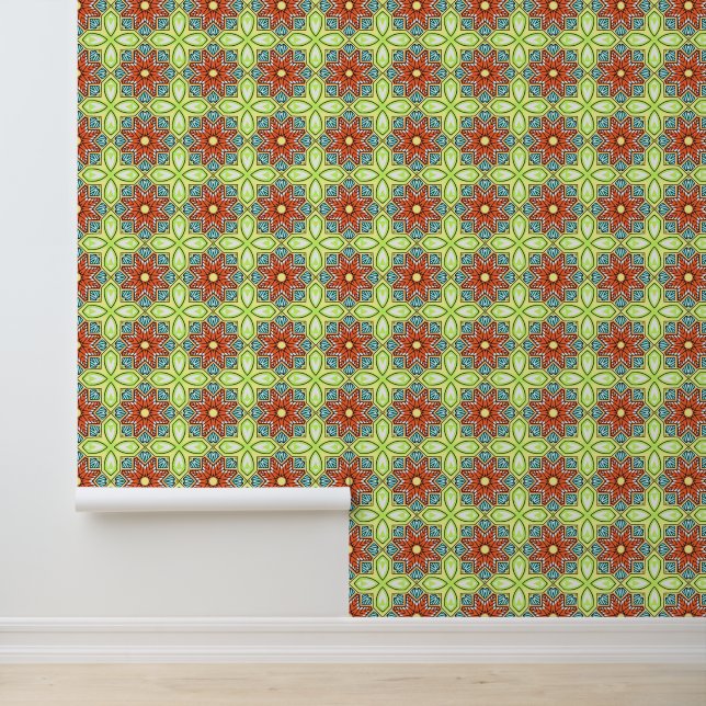 Vintage 1950's style Flower seamless  Wallpaper (Application)