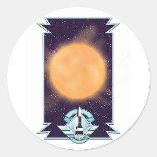 Vintage 1950s style Sci-fi logo Classic Round Sticker