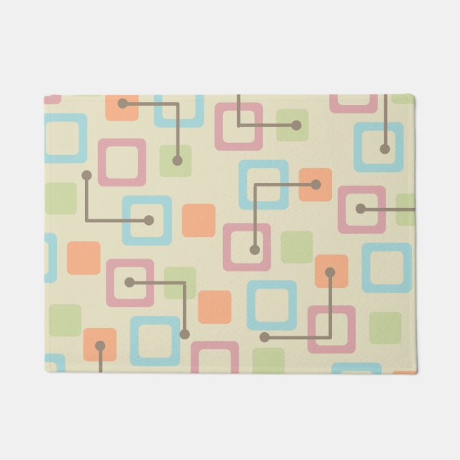 Vintage 1950s Tiles & Squares (Pastel) Doormat (Front)