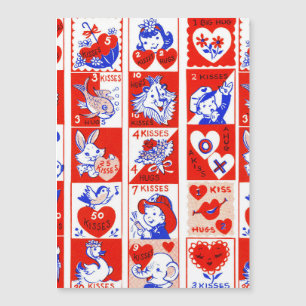 Vintage 1950s Valentine Stamp Pattern Retro Kitsch