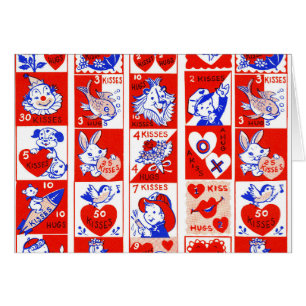 Vintage 1950s Valentine Stamp Pattern Retro Kitsch