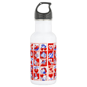 Vintage 1950s Valentine Stamp Pattern Retro Kitsch 532 Ml Water Bottle