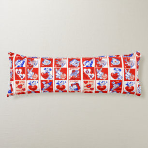 Vintage 1950s Valentine Stamp Pattern Retro Kitsch Body Cushion