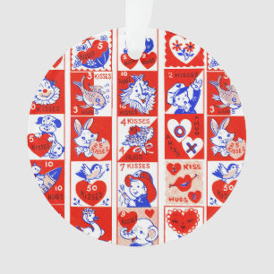 Vintage 1950s Valentine Stamp Pattern Retro Kitsch Ornament