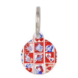 Vintage 1950s Valentine Stamp Pattern Retro Kitsch Pet Tag