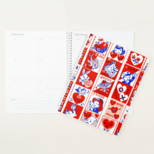 Vintage 1950s Valentine Stamp Pattern Retro Kitsch Planner